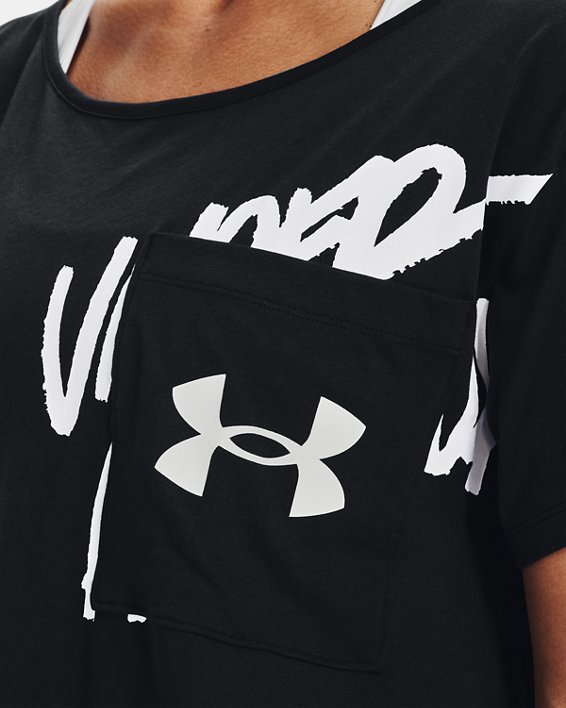 Damen UA T-Shirt mit extragroßer Schriftzug-Grafik, Black, pdpMainDesktop image number 3